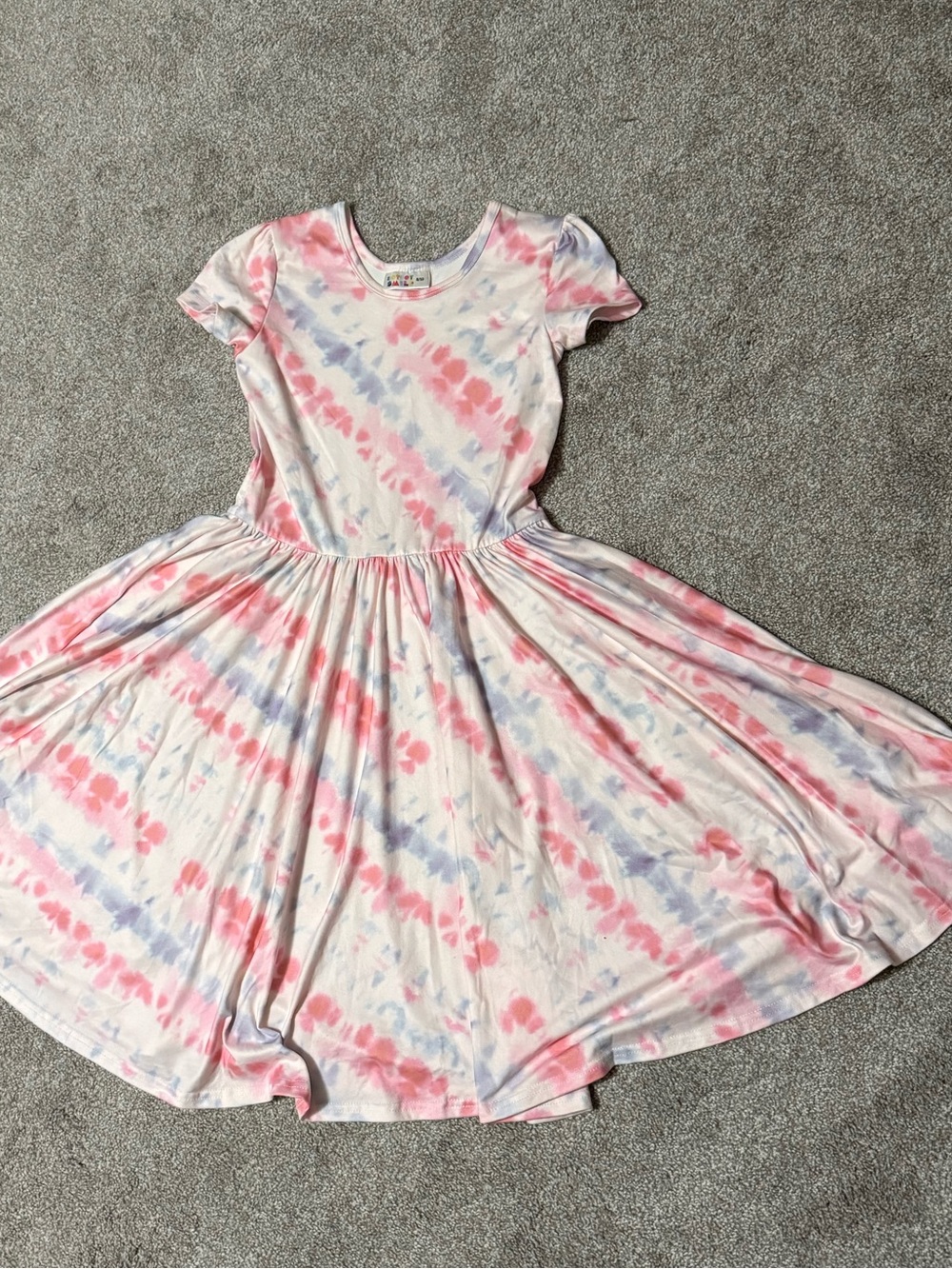 Dot Dot Smile Soft Pink & Lavender Tie-Dye Twirl Dress, Girls Size 8/10